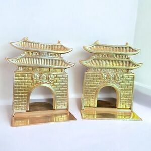 Vintage Brass Pagoda Bookends